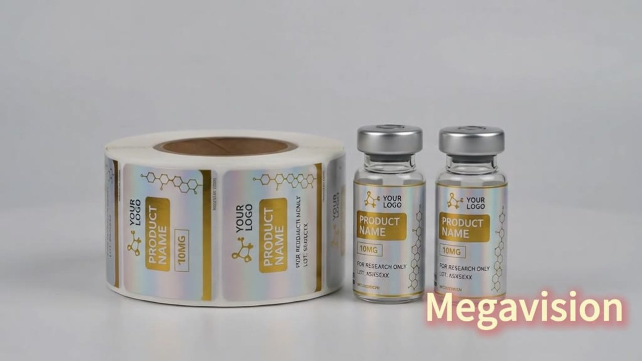 Latest company case about Holographic + Gold Foil Peptide Vial Labels – New Trend in Lab Packaging