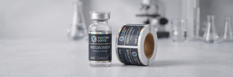 Latest company case about Black Holographic Peptide Vial Labels – Premium Lab Packaging